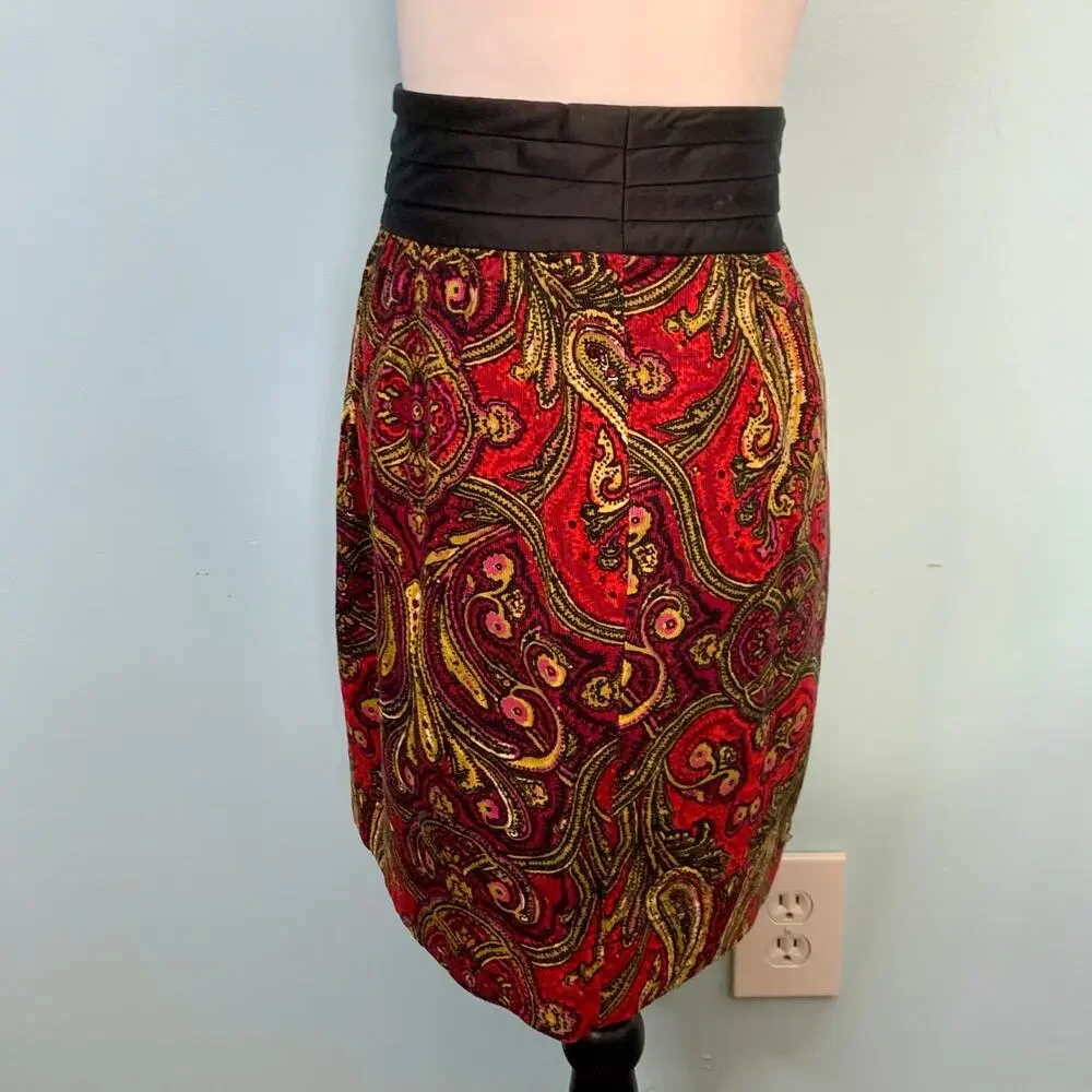 NWOT Anthropologie Cidra Paisley Corduroy Skirt Size 2 - Picture 2 of 8